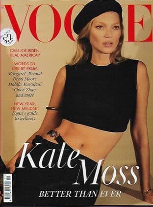 VOGUE U.K. Magazine - Issue 2021-01 January 2021 (Featuring KATE MOSS Cover Black Top)
