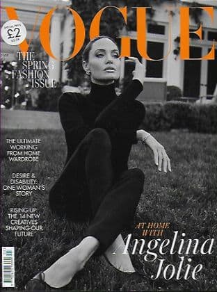 VOGUE U.K. Magazine - Issue 2021-03 March 2021 (Featuring ANGELINA JOLIE Black Top)